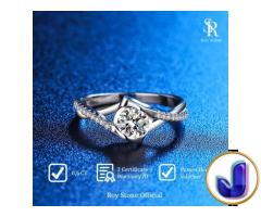 RoyStone - Cincin Wanita Moissanite Lapis Emas 18K