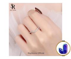 RoyStone - Cincin Wanita Aurora Ring Moissanite Lapis Emas 18K