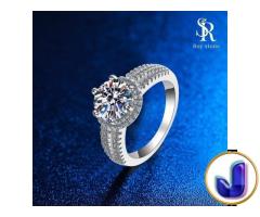 RoyStone - Cincin Aster Moissanite Lapis Emas 18K