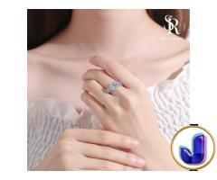 RoyStone - Cincin Aster Moissanite Lapis Emas 18K