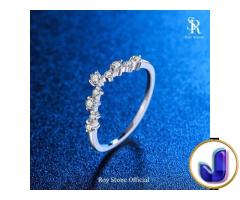 RoyStone - Cincin V-Shaped Women's Ring Moissanite 0.2 CT