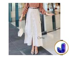 Rok Skirt Cargo Wanita Panjang Korea Kekinian